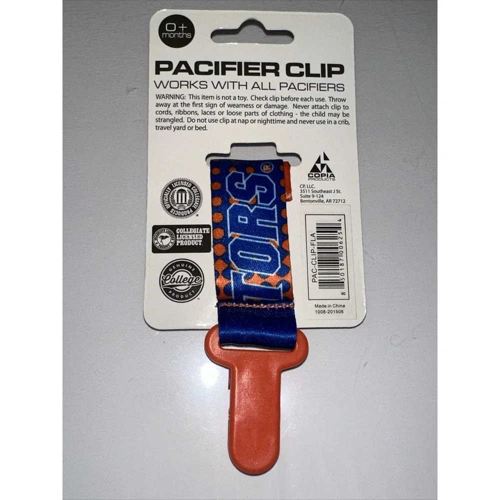 Florida Gators Pacifier Clip NCAA Blue Orange Collegiate Licensed 0+ Months